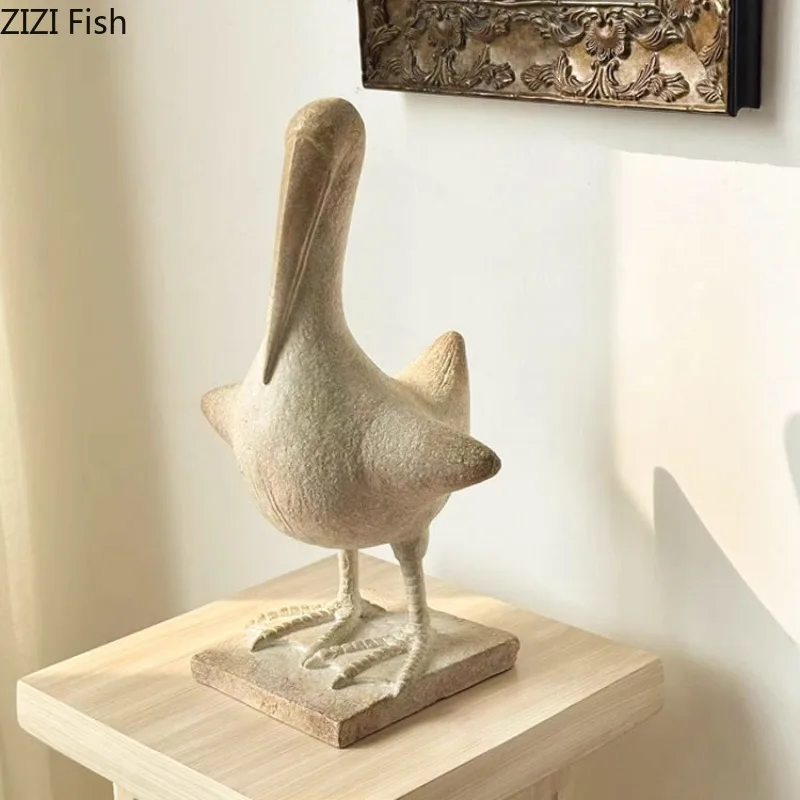 Pelican Bird Sculpture Ornament Animal Statue Display Model Home Decoration Accessories Handicrafts Figurines Miniatures