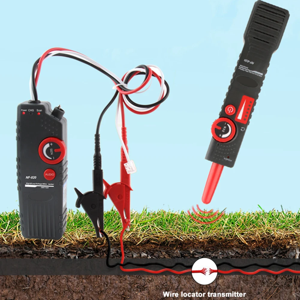 NF-820 Cable Tester Wire Locator For High Low Voltage Lines Up To 2000M Depth Detection With For Alligator Clips Tool