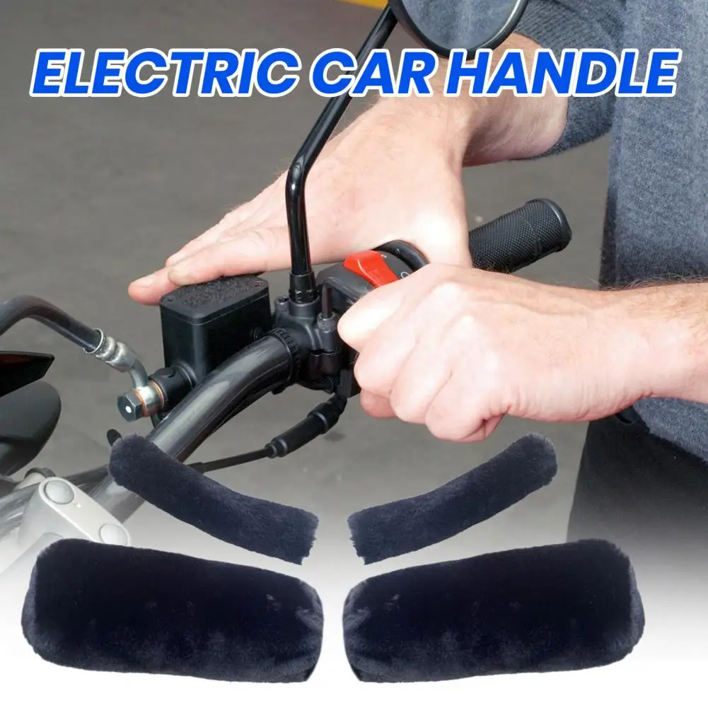 

1 Set Winter Handlebar Cover Plush Cold-resistant Solid Color Universal Washable Brack Cover Motorcycle Handlebar Warmer Cushion