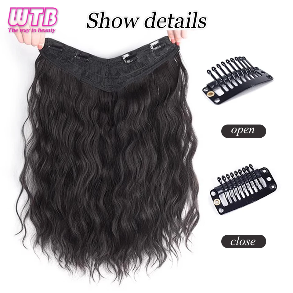 WTB Synthetic Water Ripple Hair Extension Wig Fluffy Wavy Curly Hair Natural Invisible Wig Woman