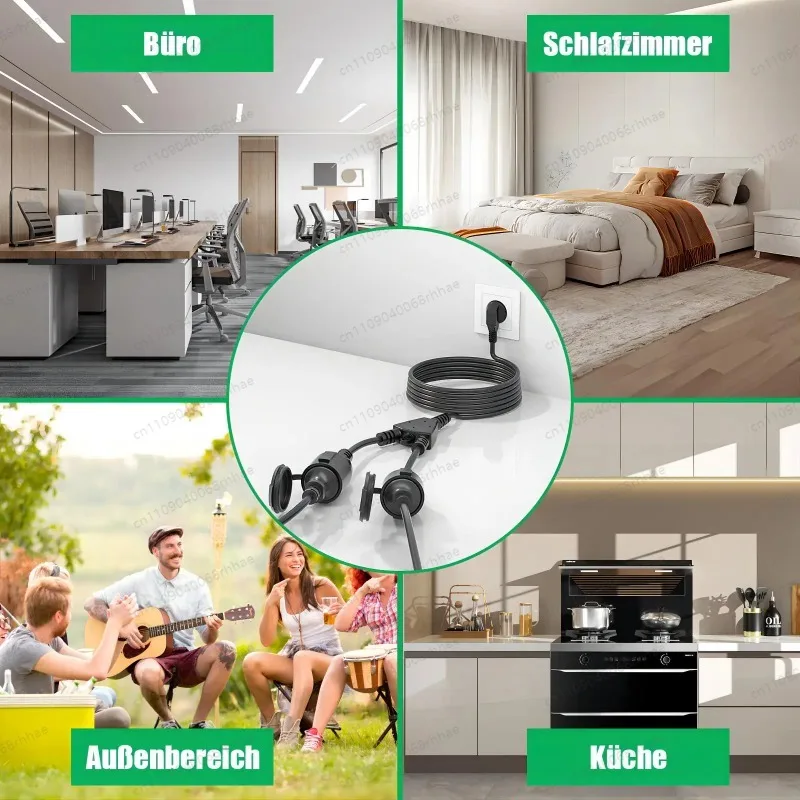 Power extension cord 5cm/3/5/7M, male to female European standard electrical power socket with protected plug, 3680W 250V 16A view 6
