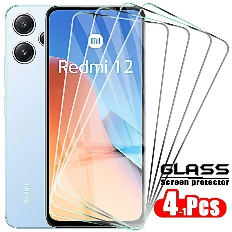 4 Pcs 9H HD Screen Protector Tempered Glass for Xiaomi Redmi 12 Note 12s 12 Pro Plus 12c 12 4g 5g Protective Glass