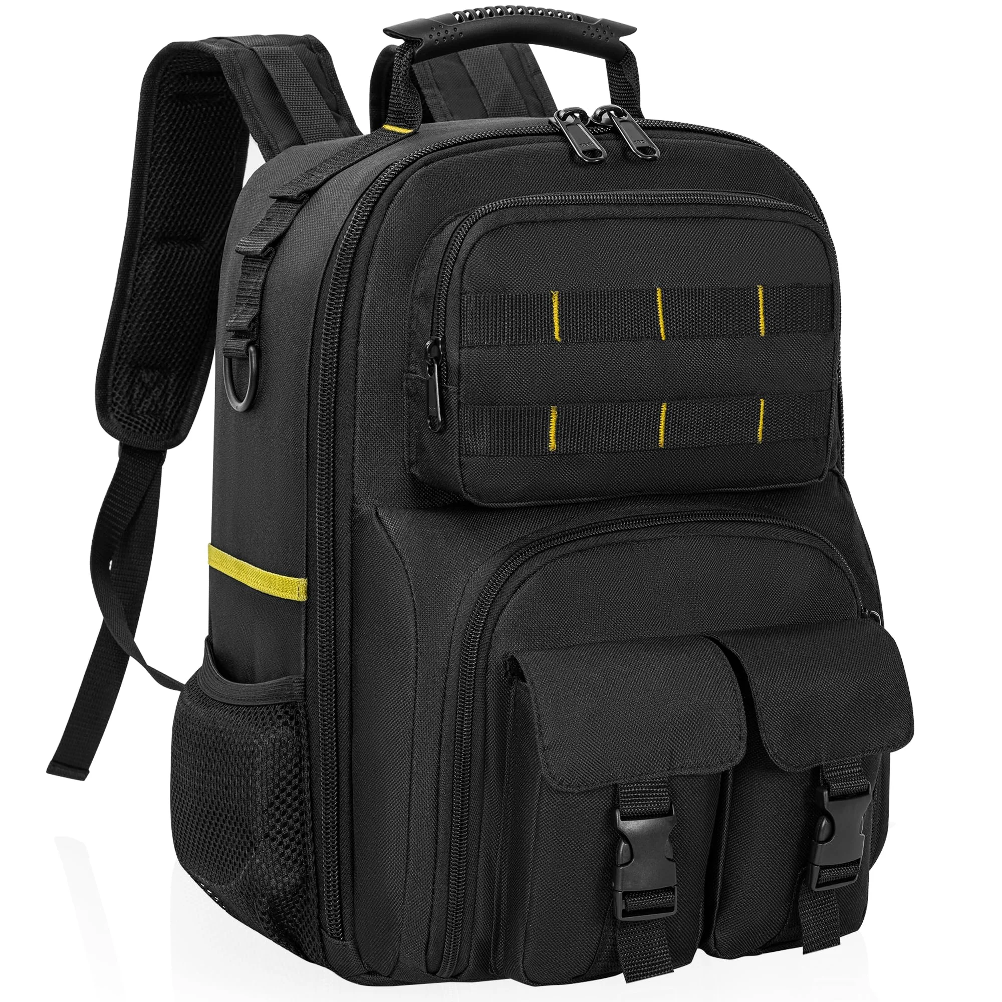 Tool Backpack, Heavy Duty Tool Bag with Padded Shoulder and Removable Tool Organizer, Water-Resistant Work Backpack, for Electricians