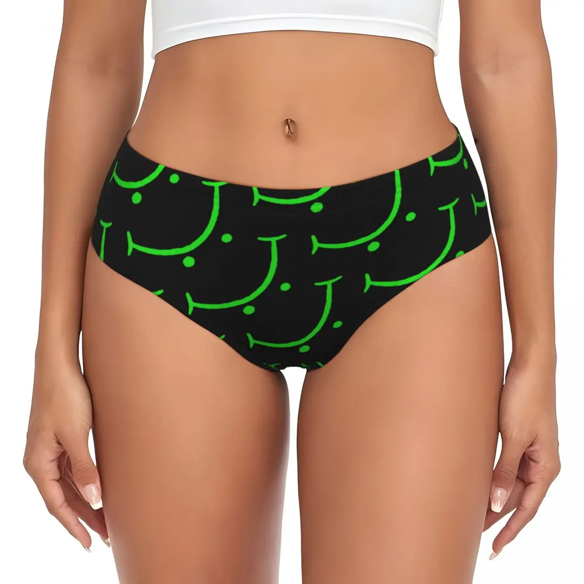 Custom Womens Smile Face Emotion Symbol Panties Underwear Female Breathable Briefs Underpants