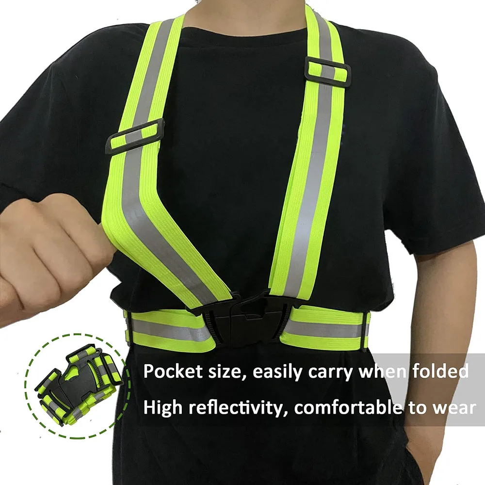 Reflective Safety Vests Lightweight Adjustable Elastic Vest Jacket Hi Vis Reflective Strips for Traffic Control Running Cycling