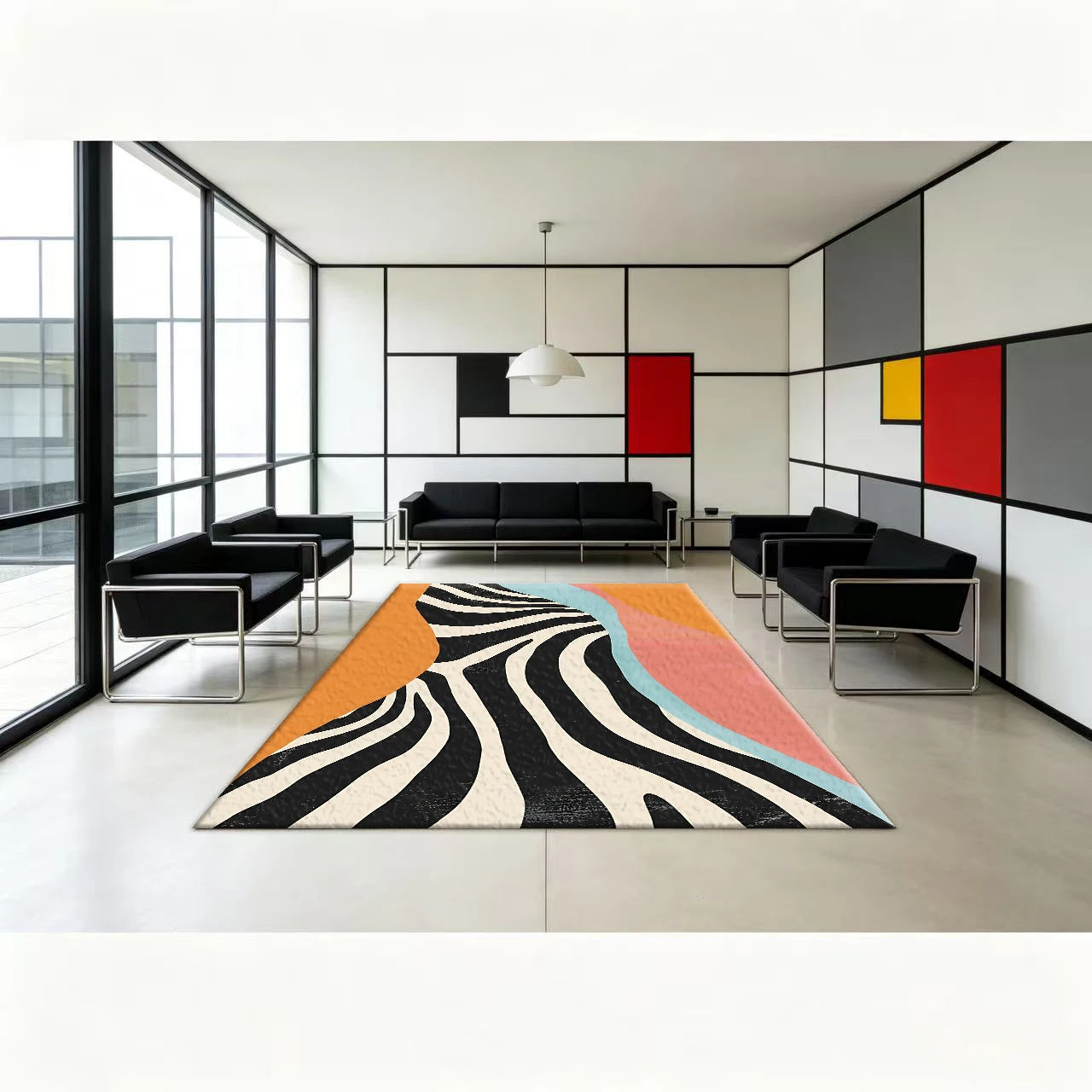 Printed Rug Abstract - Alfombra Abstracta con Estampado de Cebra