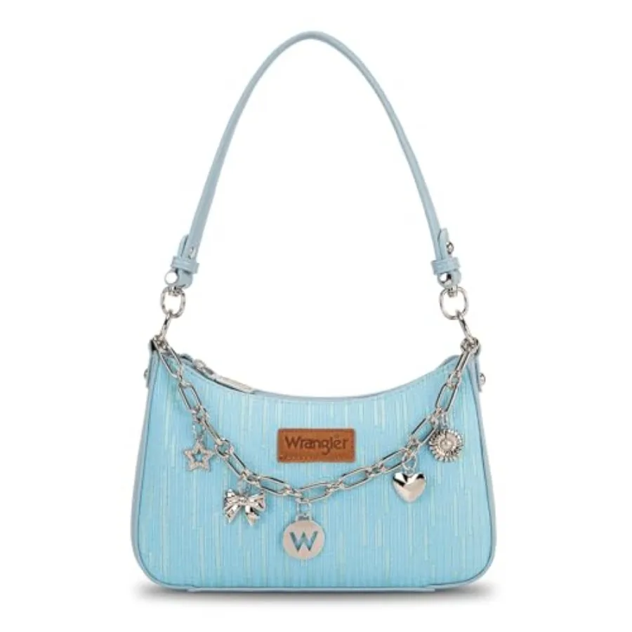 

Wrangler Shoulder Bag for Women with Chain Charms Hobo Purses Small Handbags with Detachable Straps