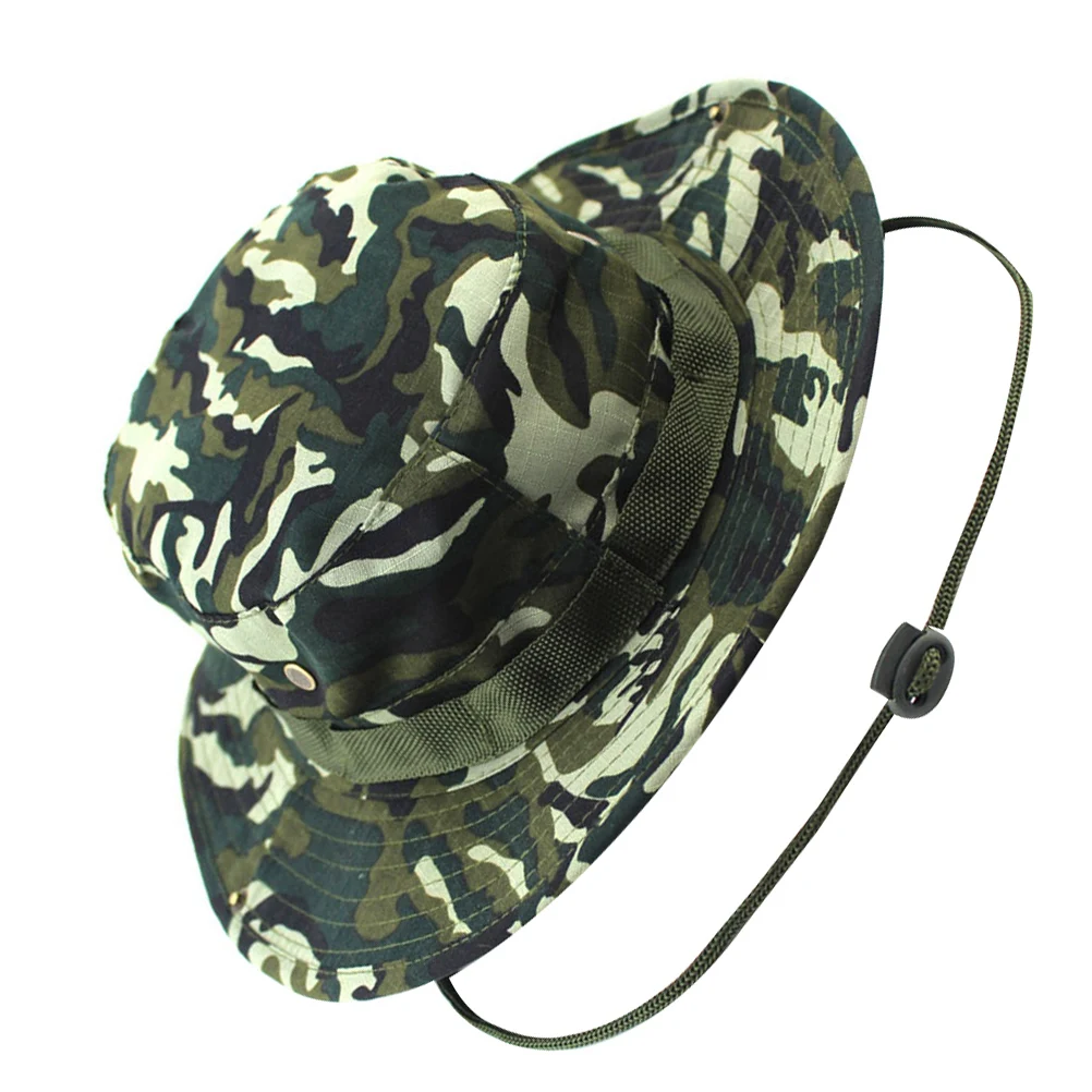 

Camouflage Fisherman Hat Outdoor Wide Brim Boonie Cap Cotton Polyester Unisex Free Size Cool Ventilation Hiking Hunting Fishing