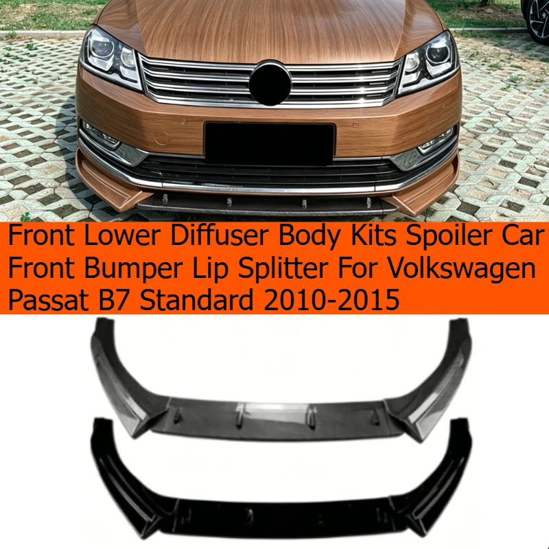 Vorderer Unterer Diffusor Karosserie-Kit Spoiler Auto Frontstoßstange Lippe Splitter für Volkswagen Passat B7 Standard 2010-2015