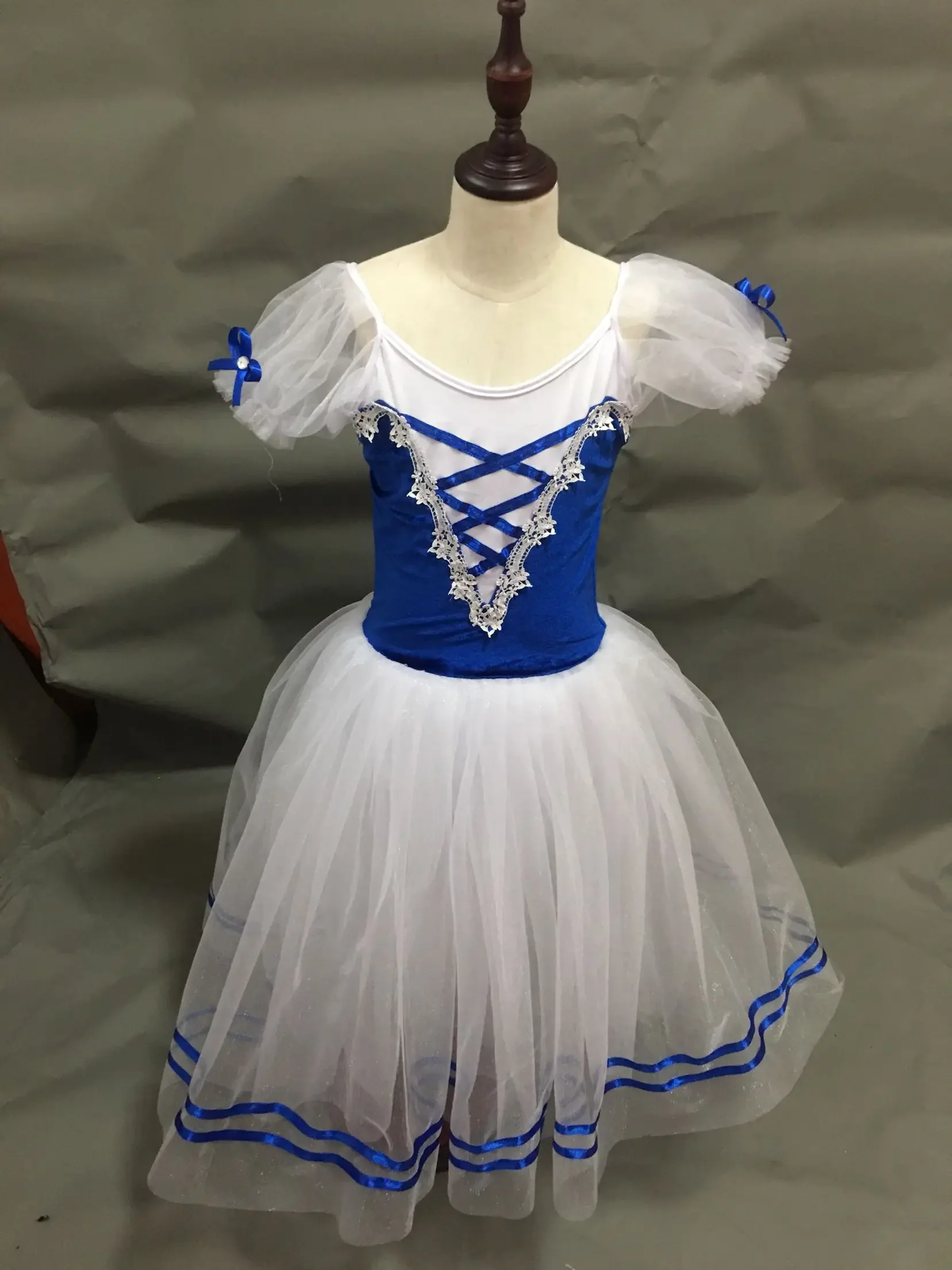 Trajes de Ballet Giselle de manga corta abombada para niños y adultos, vestido largo de bailarina, tutú de Ballet para mujeres, ropa de baile para actuación de niñas