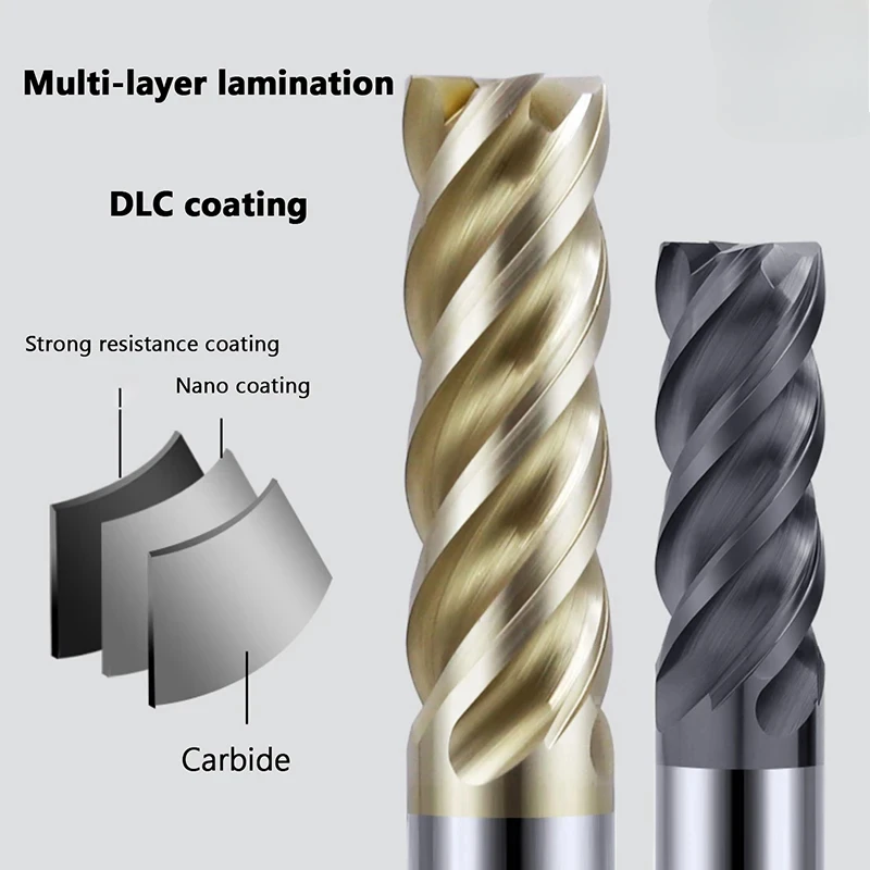 CNC كربيد نهاية مطحنة HRC65 HRC68 التنغستن القاطع 4 الناي المعادن الصلب غير المساواة اللولب بالقطع أداة 1 2 34 5 6 7 8 9-20 راوتر بت