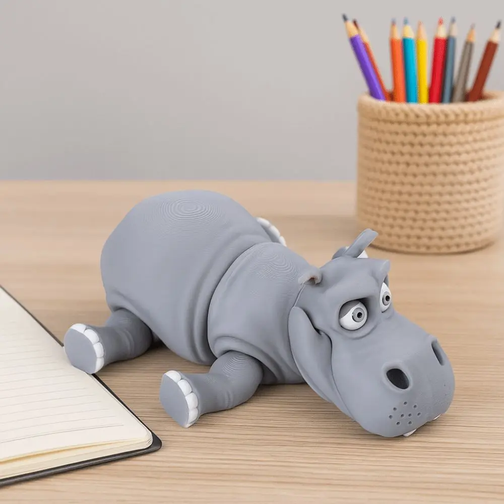 Hippopotame imprimé en 3D, Design créatif, rotatif, Style mignon, Simulation d'hippopotame, modèle PLA, articulations posables
