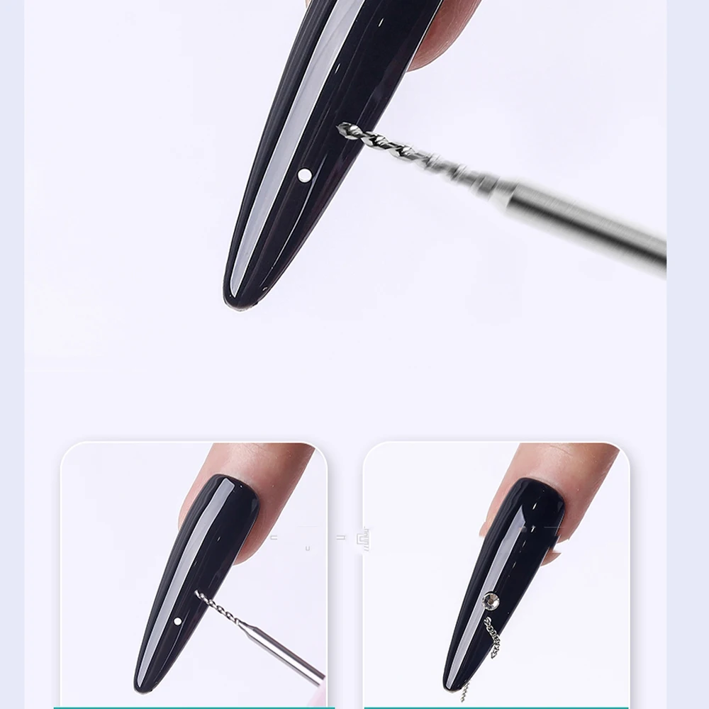 Broca profissional para unhas, 2 peças/kit, 1-1.2mm, super rápido, cabeça de moagem de aço, ferramenta para unhas, faça você mesmo, punk, ferramenta de perfuração de unhas