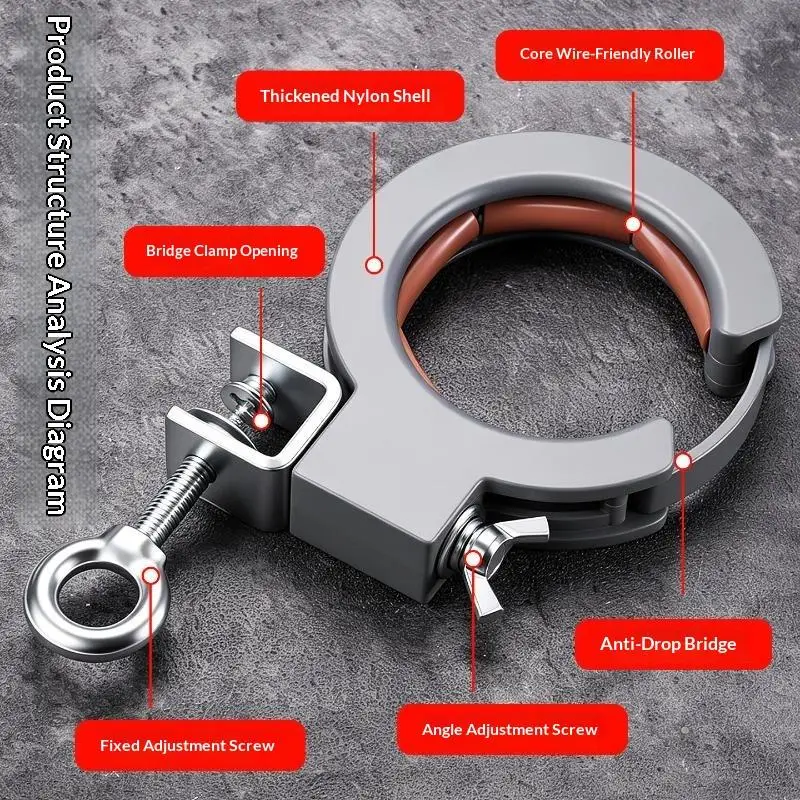 Cable Tray Pulley Roller Wire Pulling Tool Stainless Steel Adjustable Clamp Efficient Wiring Guide Construction Auxiliary Tool