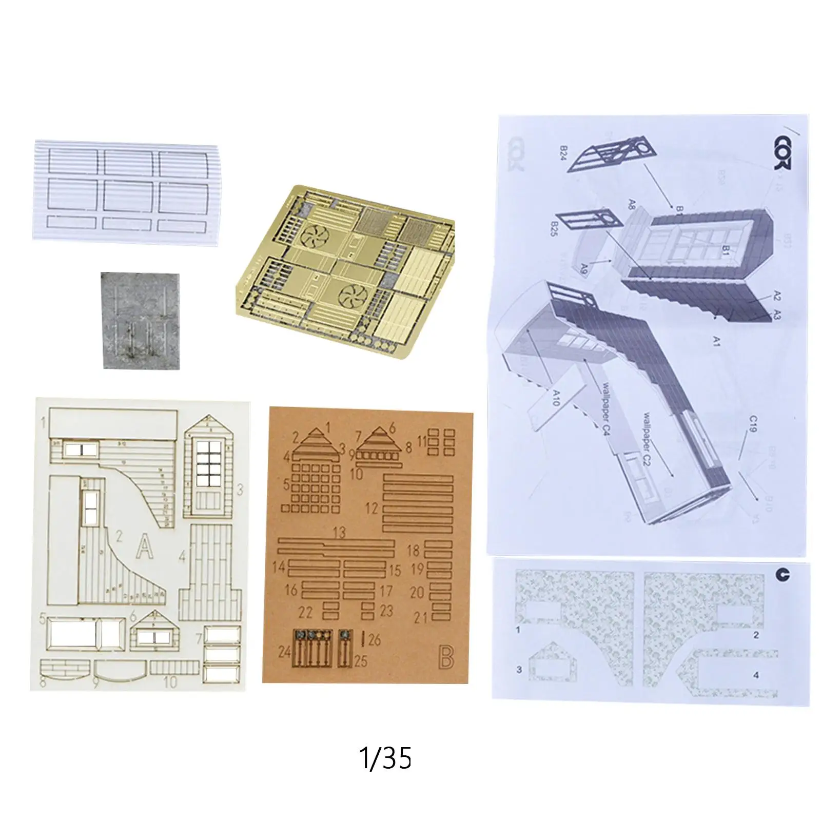 Kits de modelo de construção em escala 1:35, quebra-cabeças 3d, quebra-cabeça de madeira, cena de arquitetura para acessório, decoração de mesa de areia