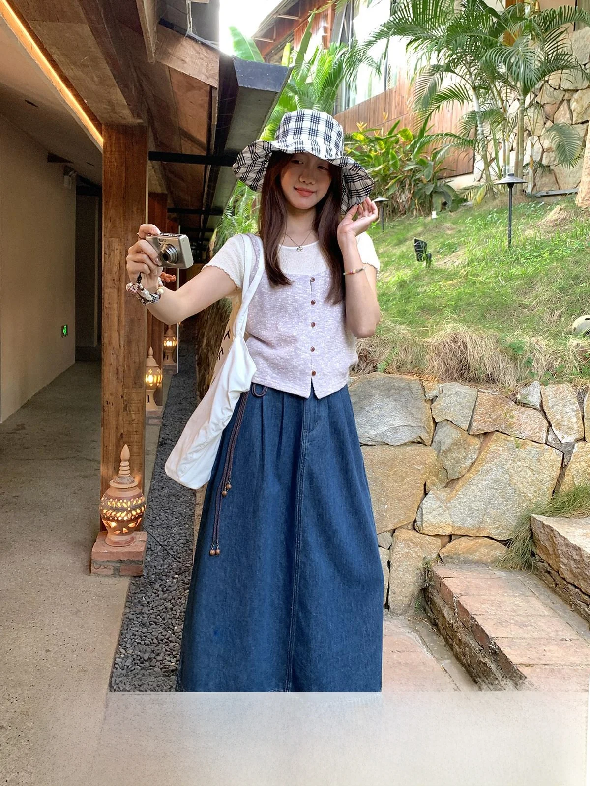 

Sisilyon Korean Style Vintage Cobalt Blue Denim Half Skirt Women's Small Size Spring Summer Lazy All-Match Flower Bud Skirt