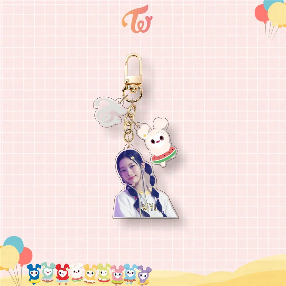 Kpop 1Pcs Tweemaal Sleutelhanger Mooie Tzuyu Sana Mina Jihyo Nayeon Momo Dahyun Jeongyeon Keyring Tas Accessoires