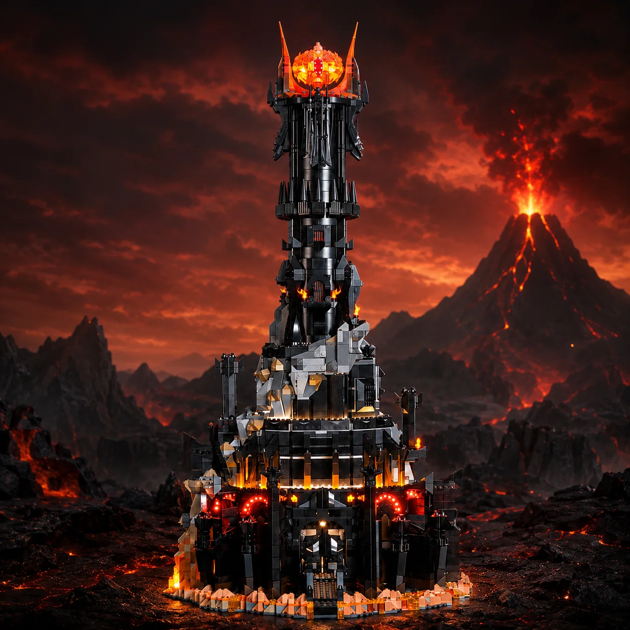 Hprosper LED-Licht für 10333, Herr der Ringe: Barad Dur Sauron Dark Tower Castle, dekorative Lampe (keine Lego-Bausteine)