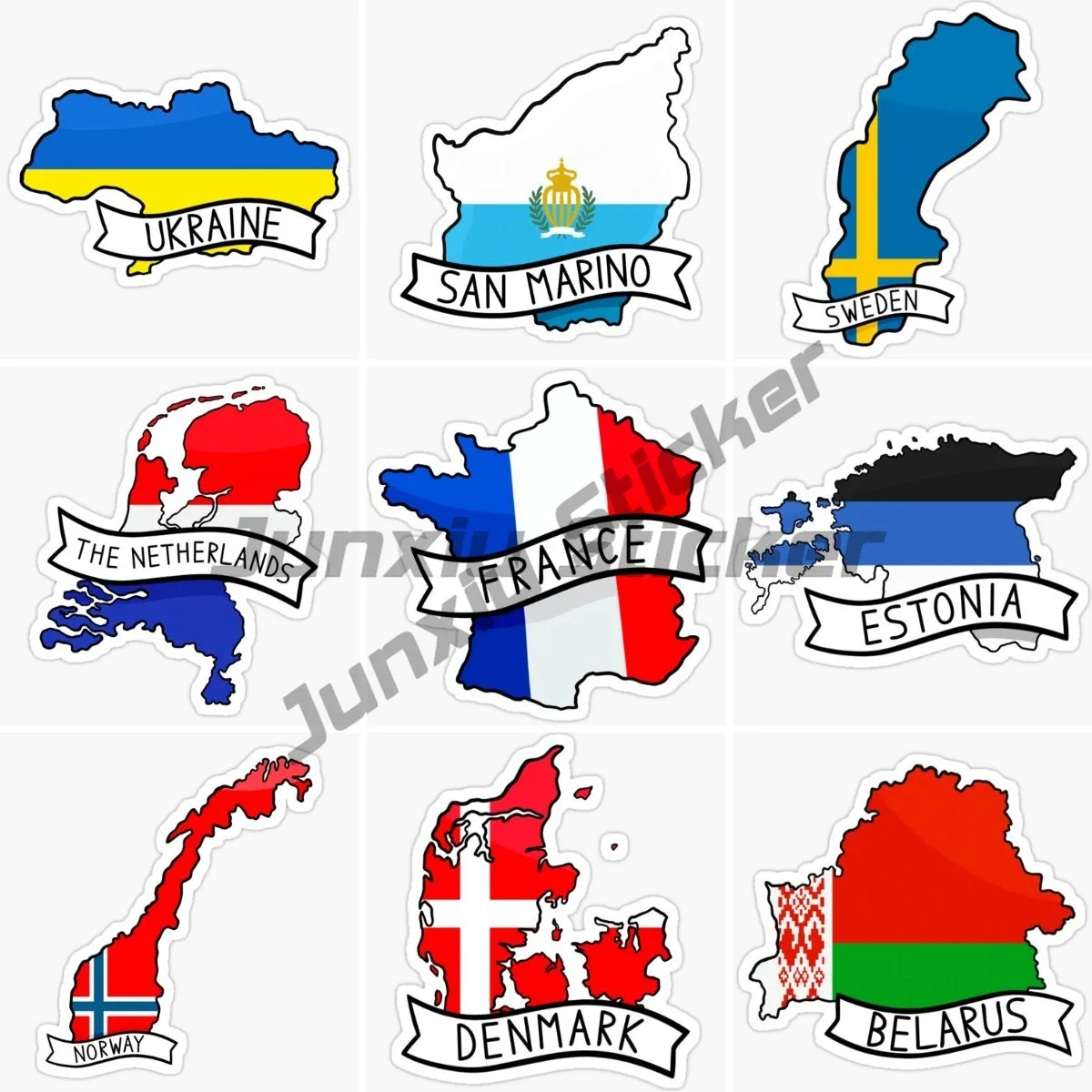 

Egipt Cyprsus Bilarus Russia San Marino Ukraine France Georgia Estonia National Map Car Stickers Vinyl Self Adhesive Decal