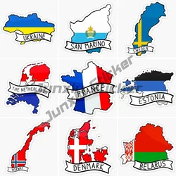 Egipt Cyprsus Bilarus Russia San Marino Ukraine France Georgia Estonia National Map Car Stickers Vinyl Self Adhesive Decal