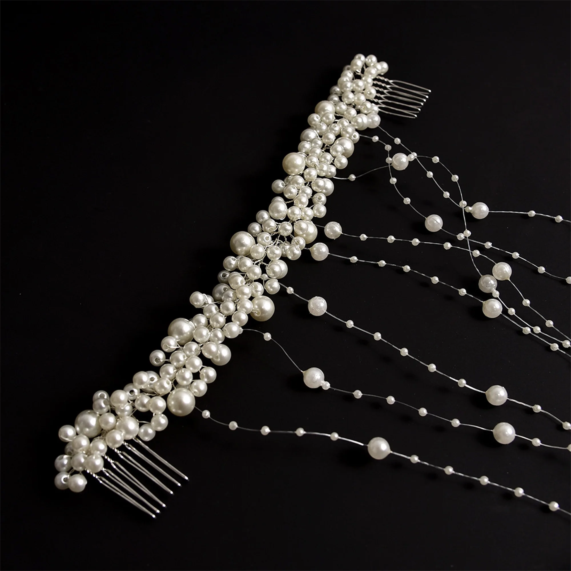 

Elegant Crystal Hair Vine with Pearl Accents for Bridal Wedding Headpiece Tassel Bead Hair Accessory for Women Sparkling Hair