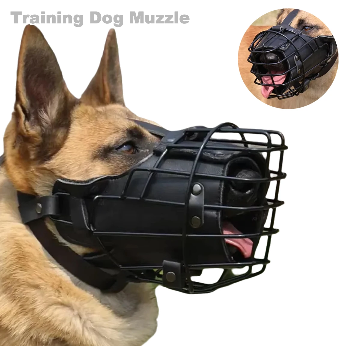 Anti-Biting Training Dog Muzzle Pet Tactical Impact Cage Breathable Metal Mask for Rottweilers German Shepherds Dogs Accessories