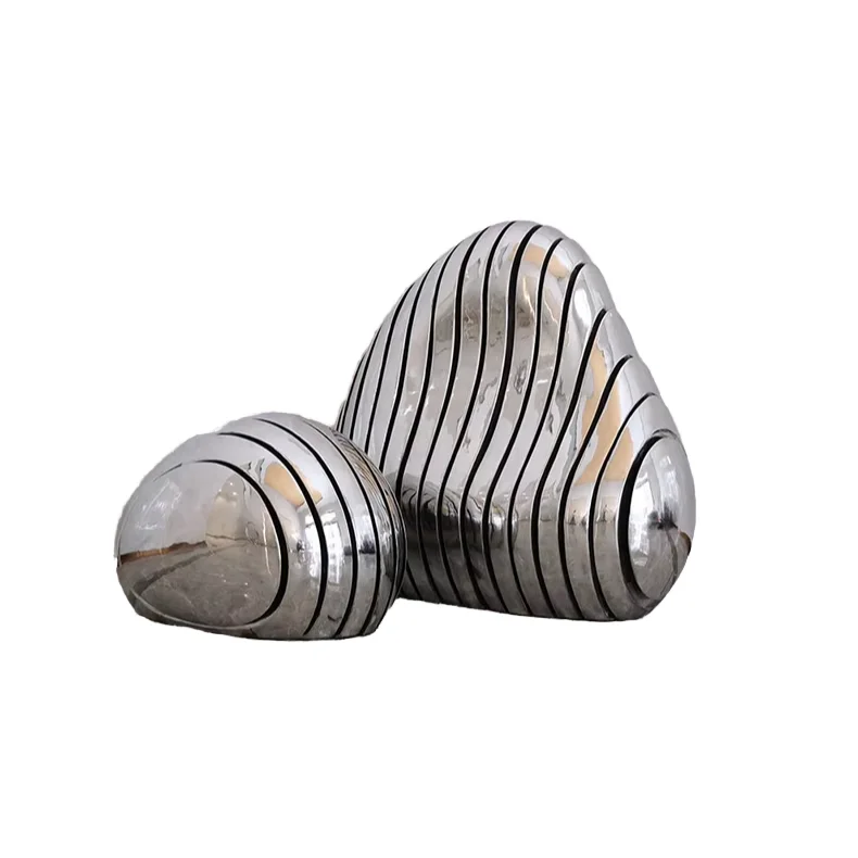 

Modern Metal Crafts Mirror Abstract Decoration Garden Decorative Metal Art Stone Sculpture Outdoor Stainless Steel Sculpture