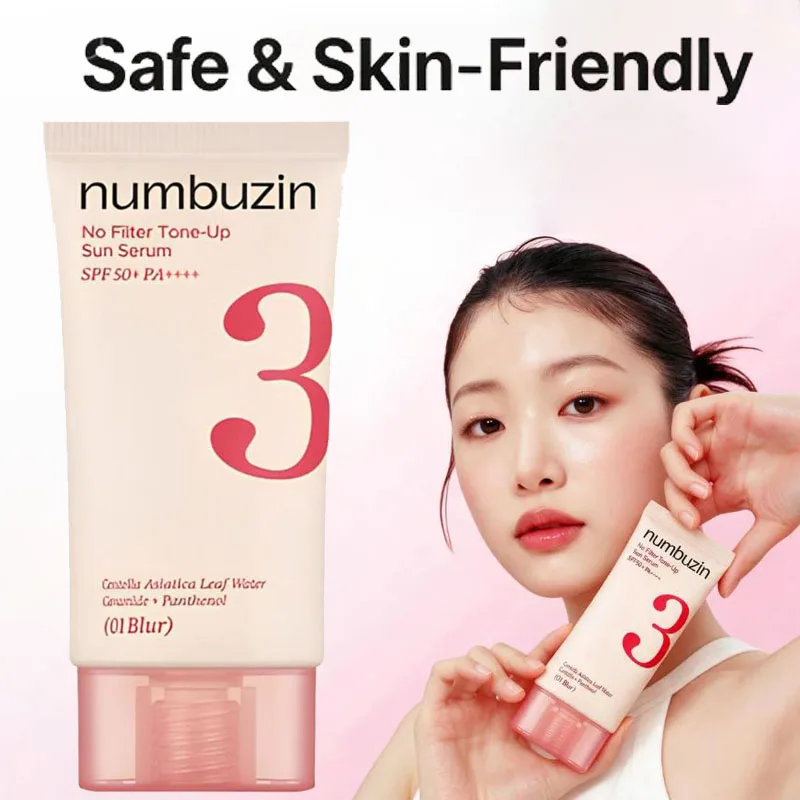 Numbuzin No.3 UV Protection Sunscreen SPF50+ Cream Brightening Tone‑Up Sun Serum Daily Facial Makeup Base Lightweight Hydrating