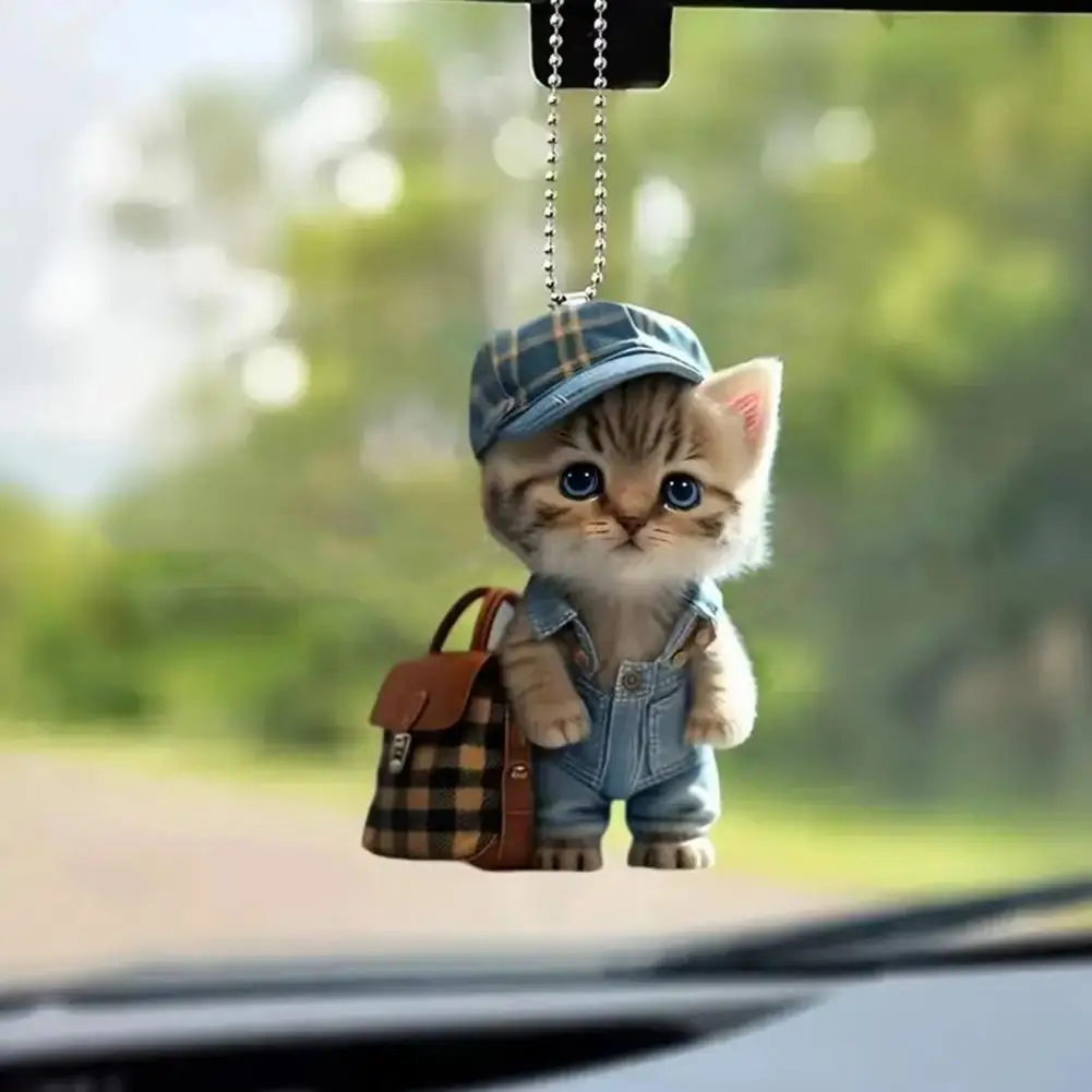 

Акриловый кулон, подвесной орнамент с мультяшным котом и ремешком, легко повесить, подвеска на рождественскую елку, универсальное украшение