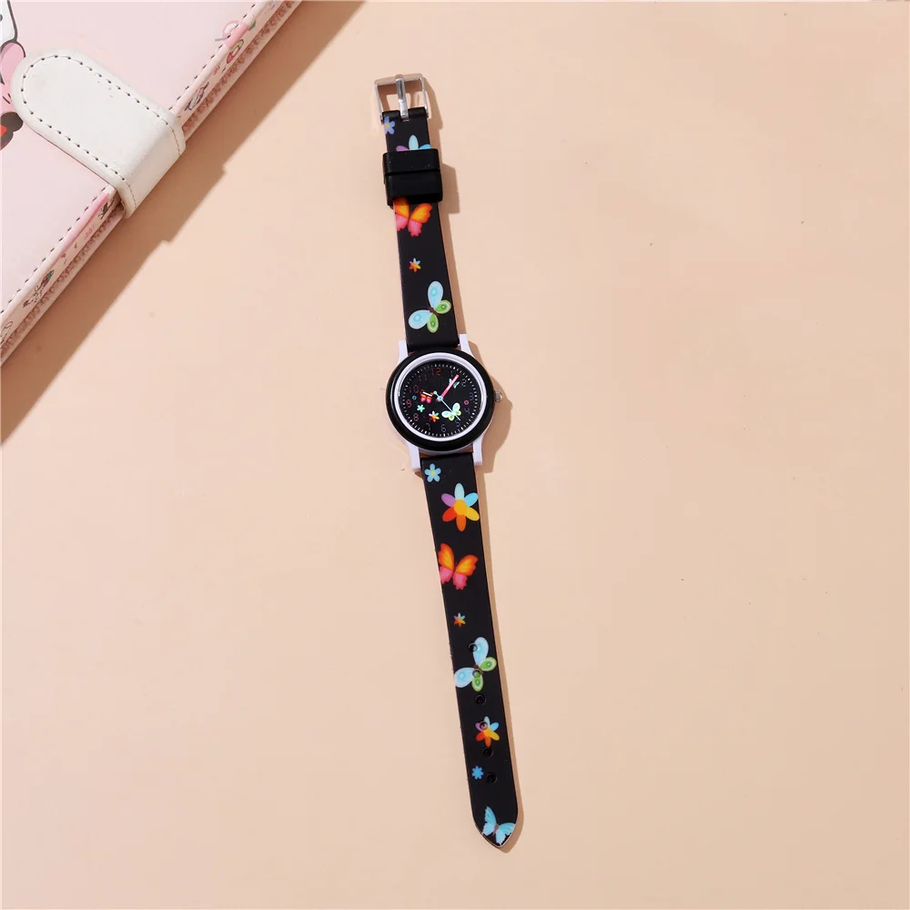 Cartoon Watches Colorful Children Watch For Boys Girls Kids Watches Quartz Wristwatch Butterfly Silicone Strap