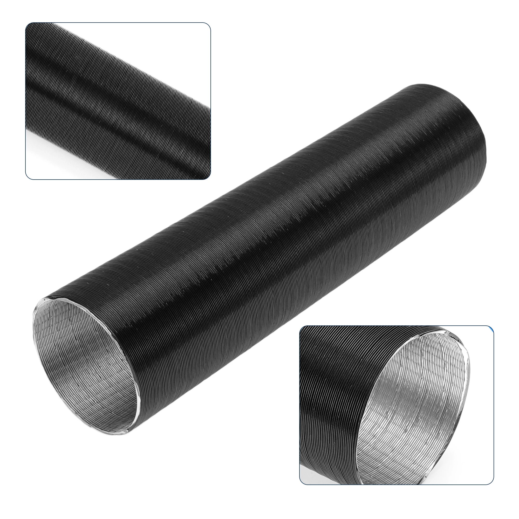 

UXCELL 1 Pc Car Heater Duct Pipe 75mm ID 80cm Max l Warm Air Ducting Hose Car Truck RV Bus Van Boat Aluminum Foil Black