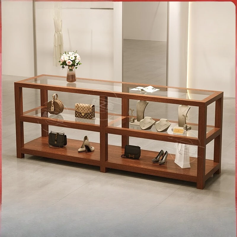 

Clothing store Nakajima display stand Women's clothing store Accessories display case Solid wood water table Tempered glass disp