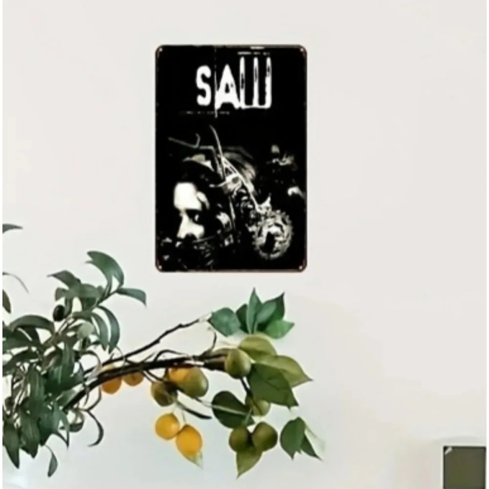 

Vintage Saw Distressed Metal Sign – Rustic Retro Wall Art with Crosscut Saw Silhouette & Gear Motif | Industrial Decor for