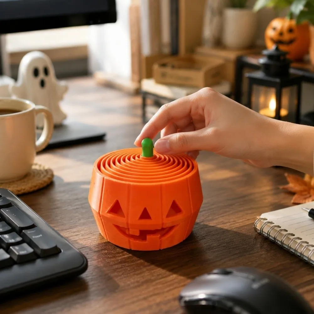 Portable Funny Retractable Pumpkin Fidget Halloween Theme Flexible Telescopic Pumpkin Plastic Pumpkin Tower Ornament Gift