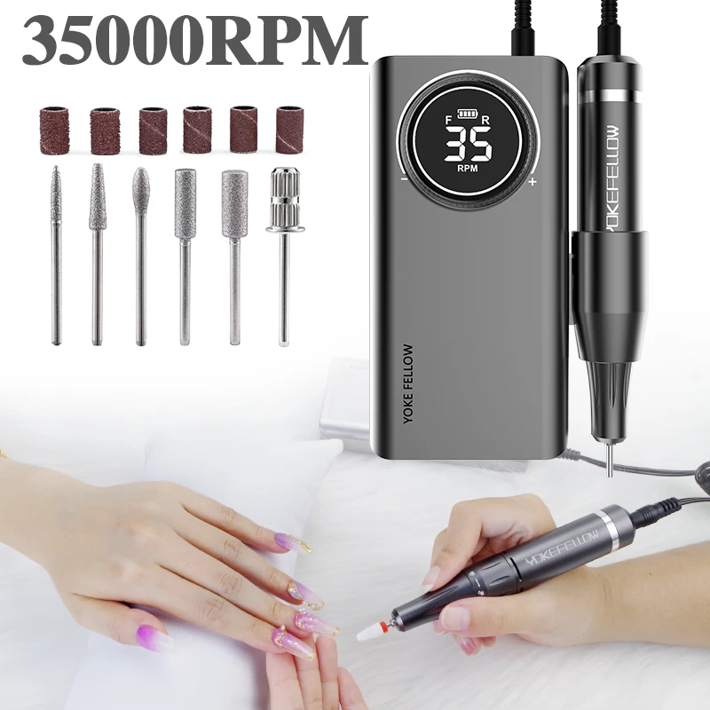 Professional 35000RPM Electric Nail Drill Manicure Machine Rechargeable Electric Nail Sander Low Noise For Gel Polishing Set