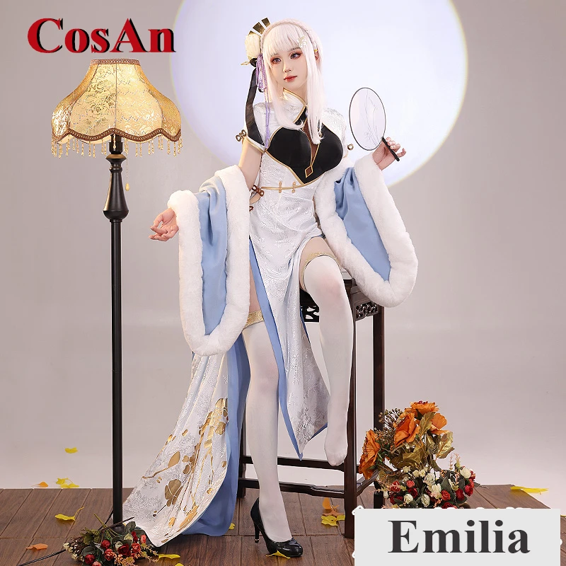 CosAn Anime Re:Life In A Different World From Zero Emilia/Rem Cosplay Costume Sweet Cheongsam Party Role Play Clothing S-L