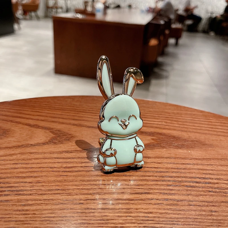 Cute ABS Bunny Finger Ring Holder Mobile Phone Holder Foldable Mobile Phone Mini Pull Rod Phone Finger Ring Holder