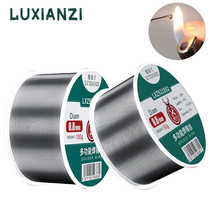 

LUXIANZI 50/100g Stainless Steel Solder Wire With Rosin New lighter Low Temperature Copper-iron-nickel Aluminum Welding Tin Wire