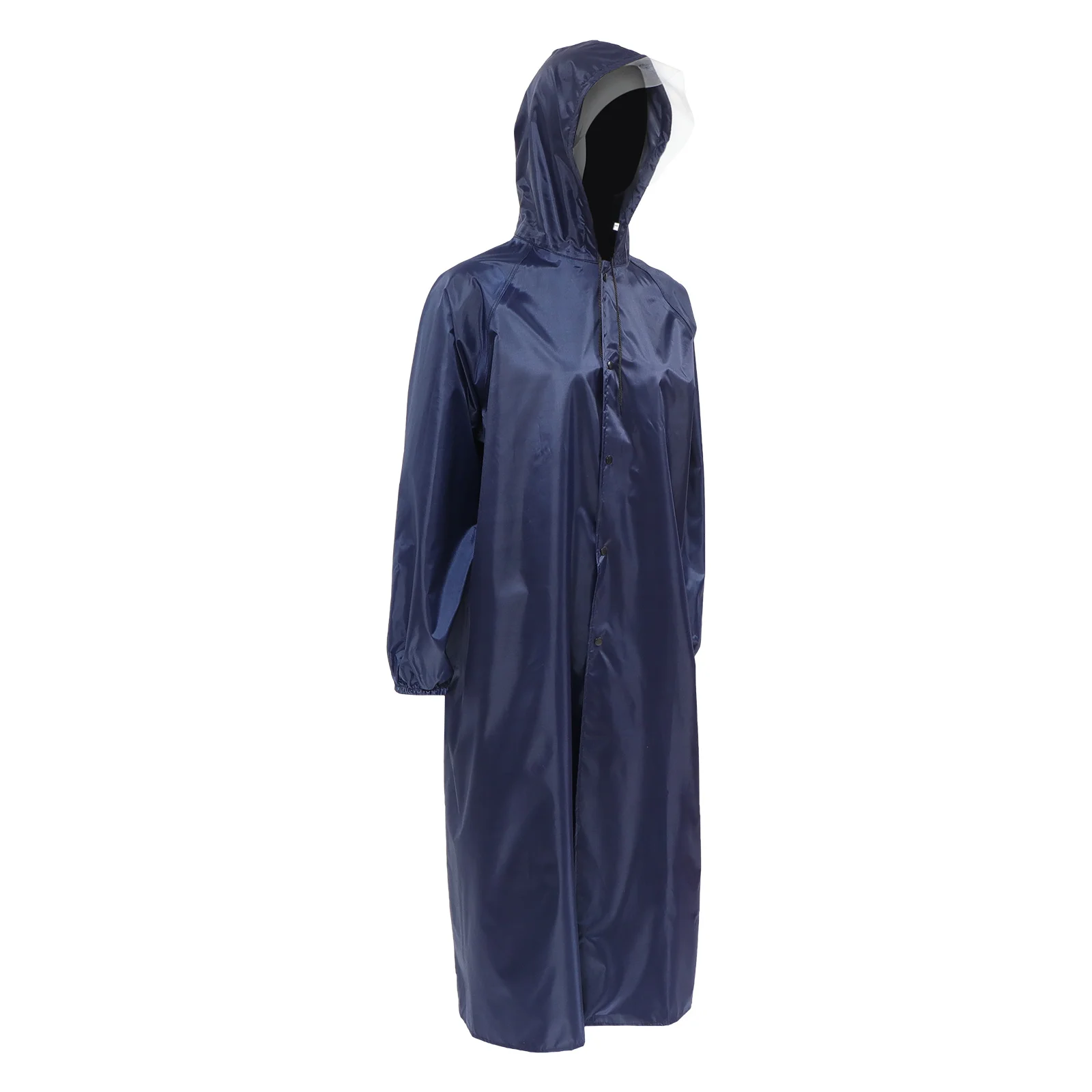 معطف واق من المطر طويل مقاوم للماء قطعة واحدة المعطف عالية العنق حزام عاكس في الهواء الطلق المشي لمسافات طويلة التخييم المطر والعتاد كامل الجسم