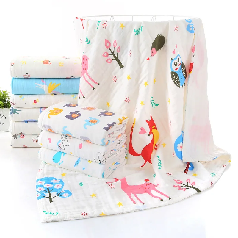Baby Badetuch Jungen Mädchen 100% Baumwolle Kinder Baby Handtücher Decke Für Neugeborene Bademantel 6 Schichten Gaze Waschlappen Infant Swaddle – Detail 7