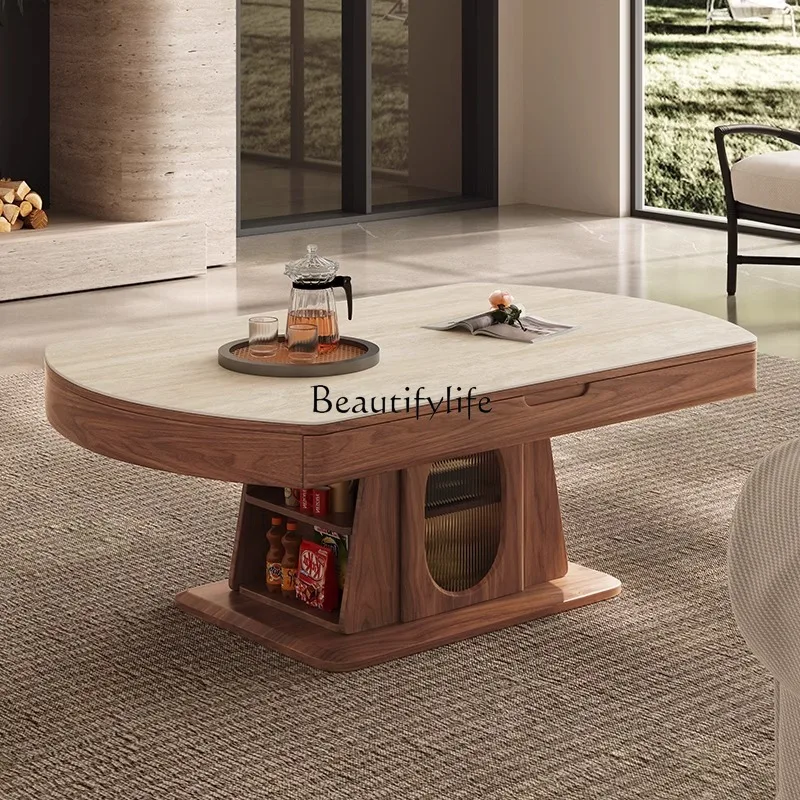 

Intelligent lifting rock slab coffee table living room small apartment living room home multi-functional medium