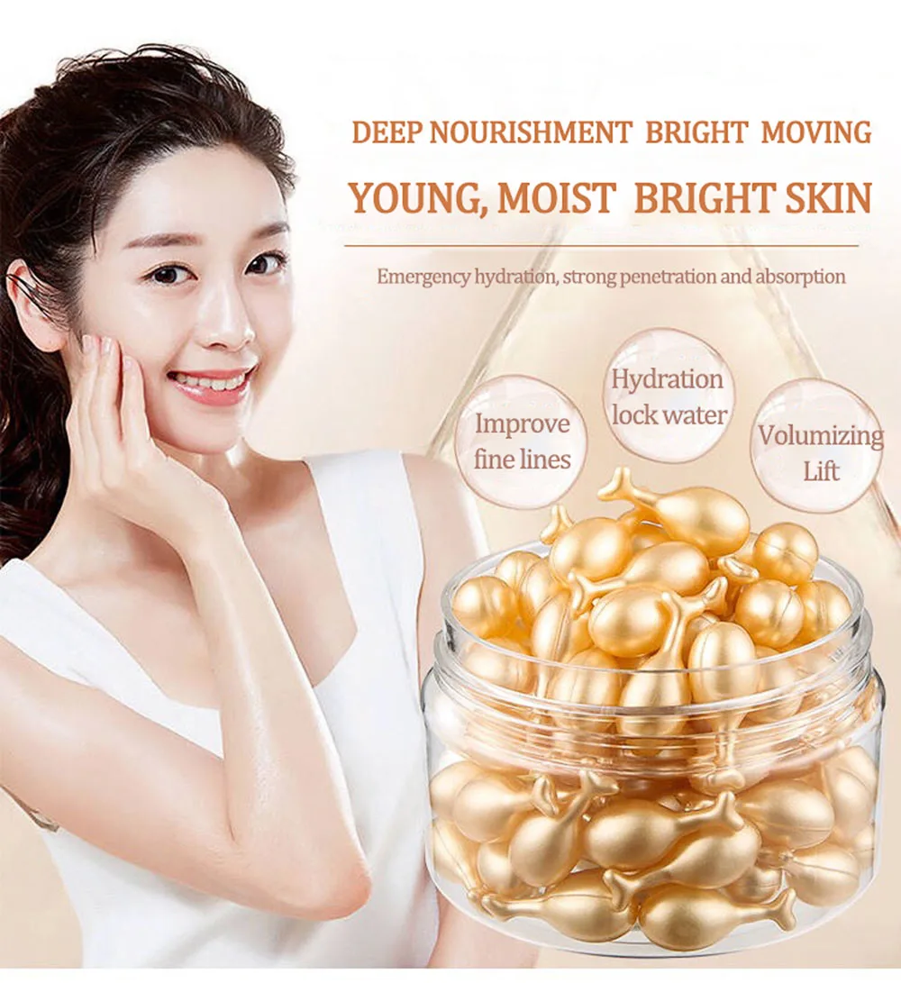 Fullerene Collagen Facial Capsules Essence Shrink Pores Acne Remover Whitening Brighten Anti-Wrinkle Skin Care Serum