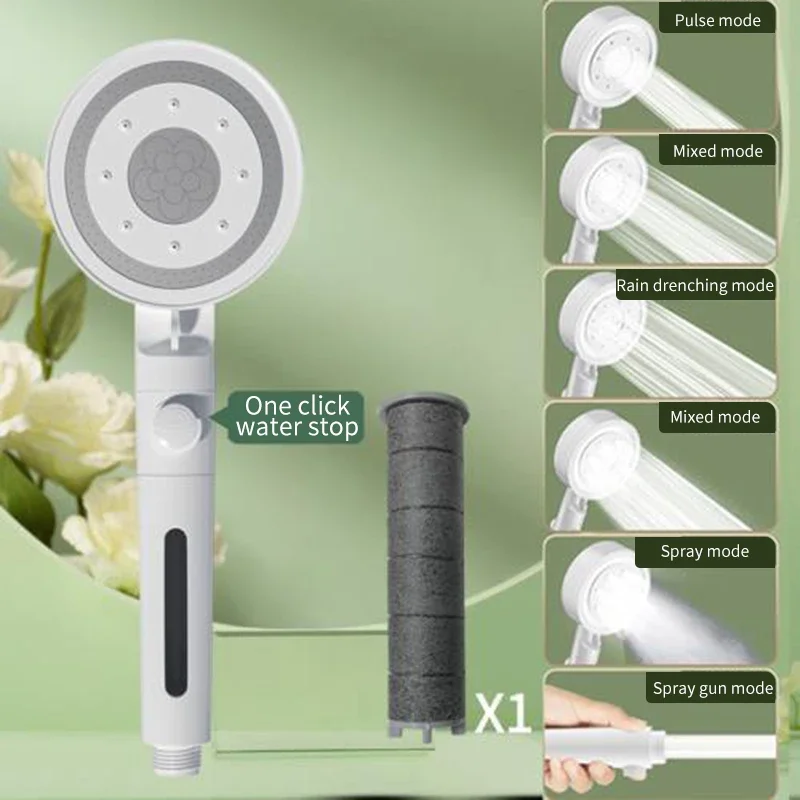 

Household Pressure Shower Head Handheld Detachable Shower Nozzle Filtered Chlorine Removal Bathroom Shower Accessories