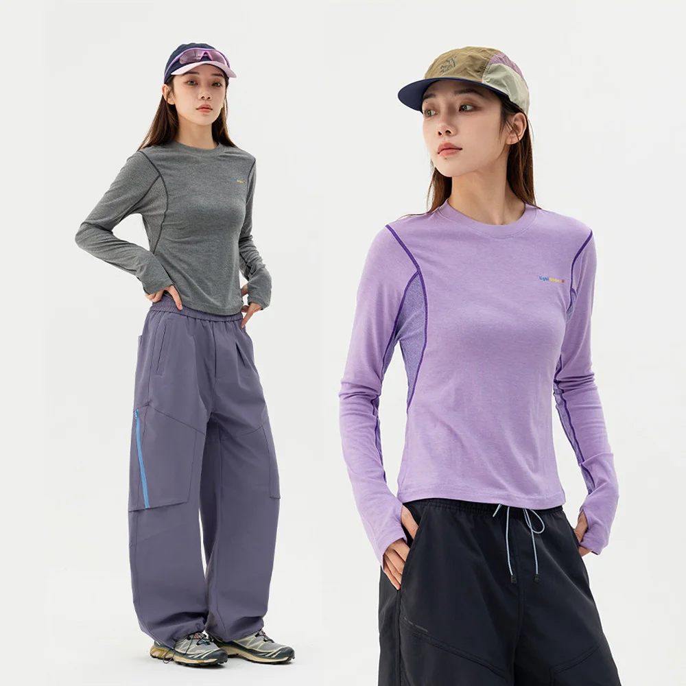 Spicy Girl Y2k Color Blocking Sport T Shirt Women Outdoor Cycling Hiking Long Sleeve Hottie Slim T-shirt Streetwear Short Tshirt