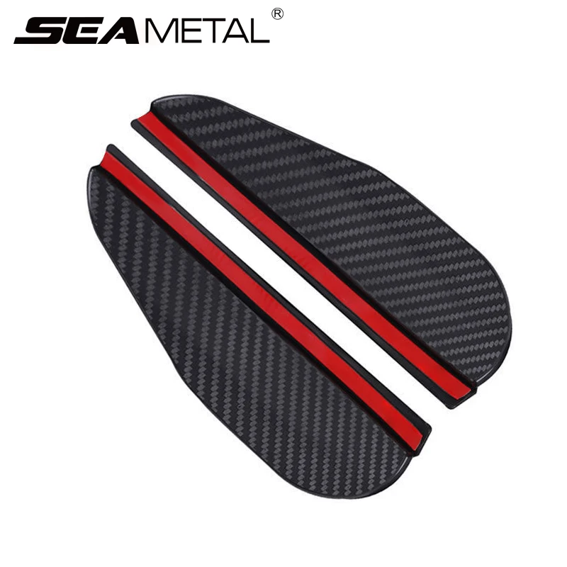 SEAMETAL 2PCS Car Rearview Mirror Rain Eyebrow Carbon Fiber Universal Car Rain Shield Reversing Mirror Rain Cover Car Accessorie