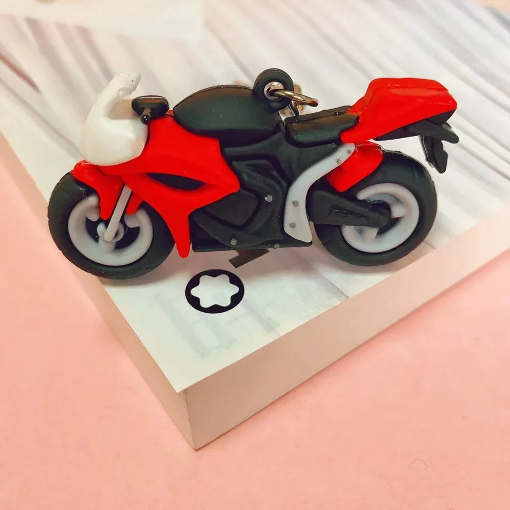 Cartoon Motorcycle Model Keychain Creative Cool Motorcycle Gift Key Ring Holder Mini Children's Schoolbag Pendant