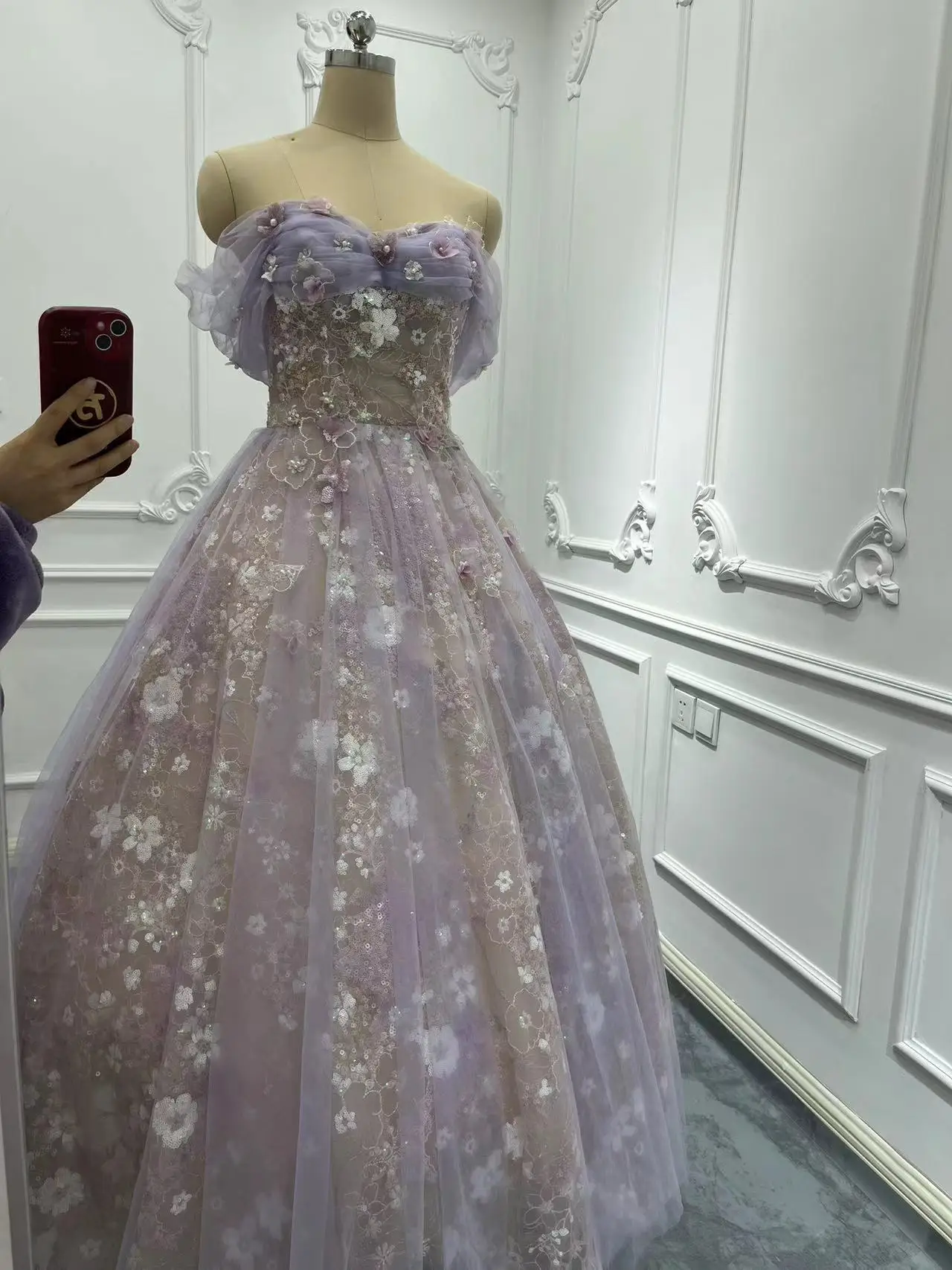 NA22 Customized Luxury Lilac Princess Formal Evening Dresses Off Shoulder Lace Sweet 15 16 Prom Birthday Party Gown Quinceanera