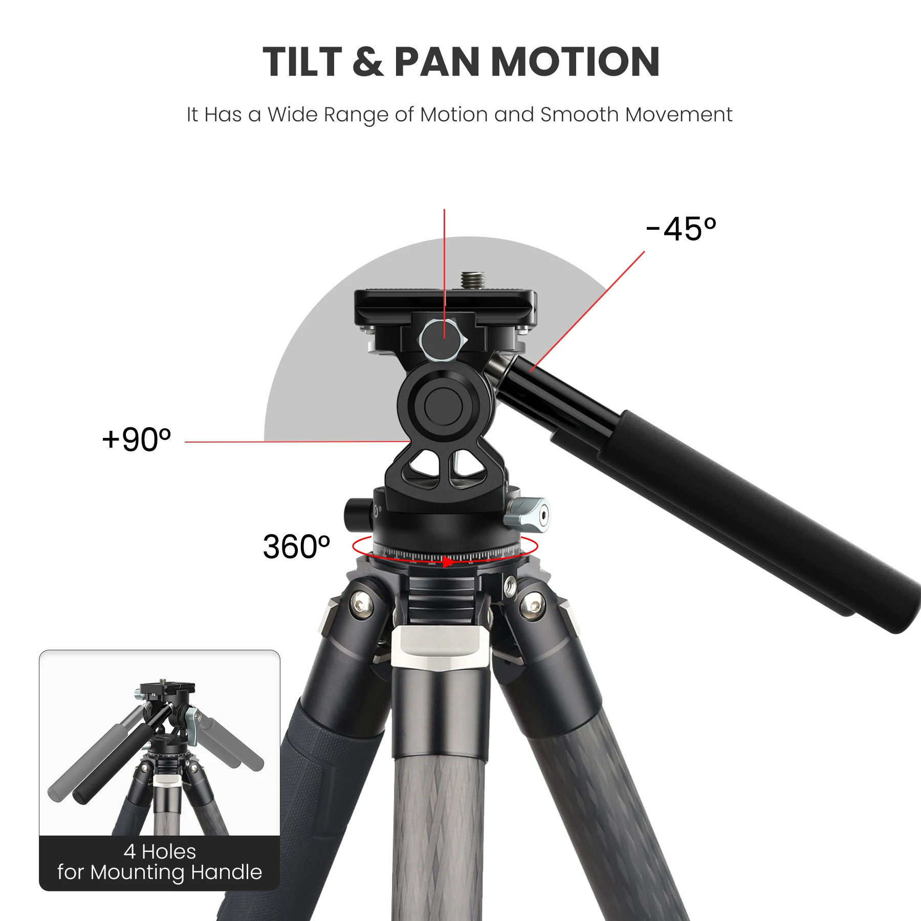 EVUMO H3 Mini yeni Hollow Video hidrolik kafa 360 ° çift panoramik çekim kolu ayarlanabilir hafif taşınabilir Video kafası