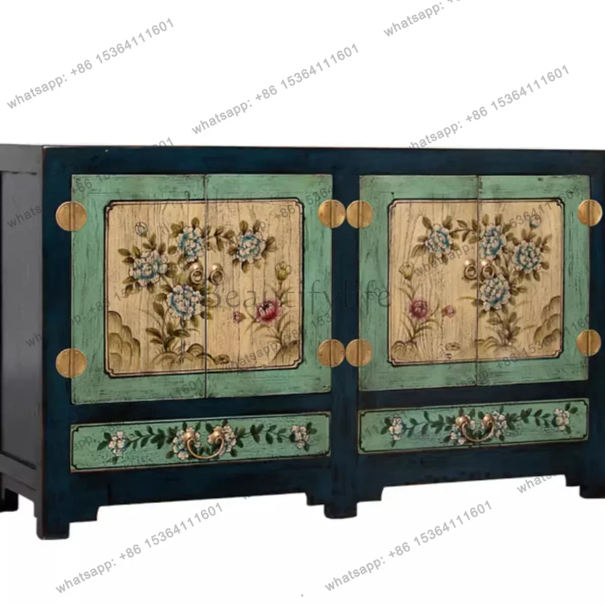 Factory Direct XX Chinese Entrance Painted Furniture Solid Wood Side Cabinet