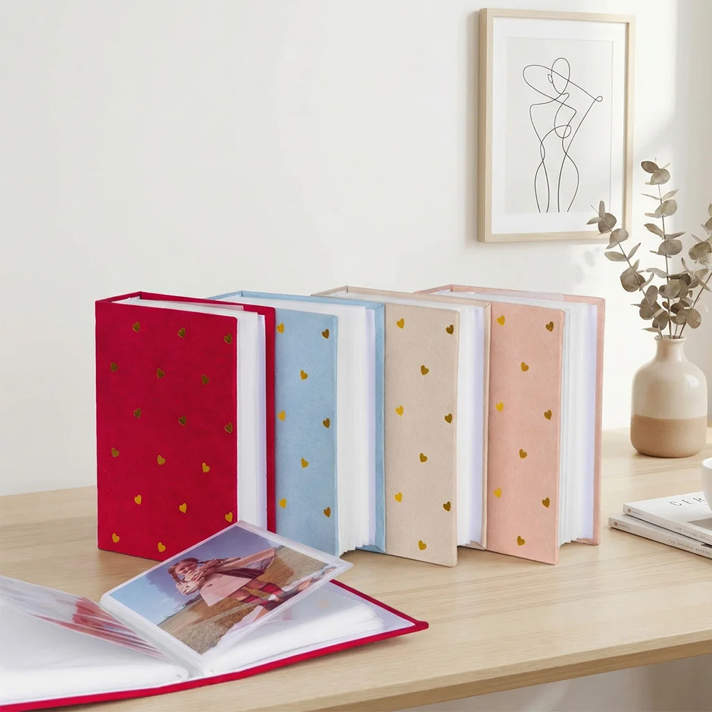 Fotoalbum mit Goldfolien-Herzmuster für 100 6-Zoll-Fotos, Perfektes Erinnerungsgeschenk für Hochzeit, Valentinstag & Jahrestag